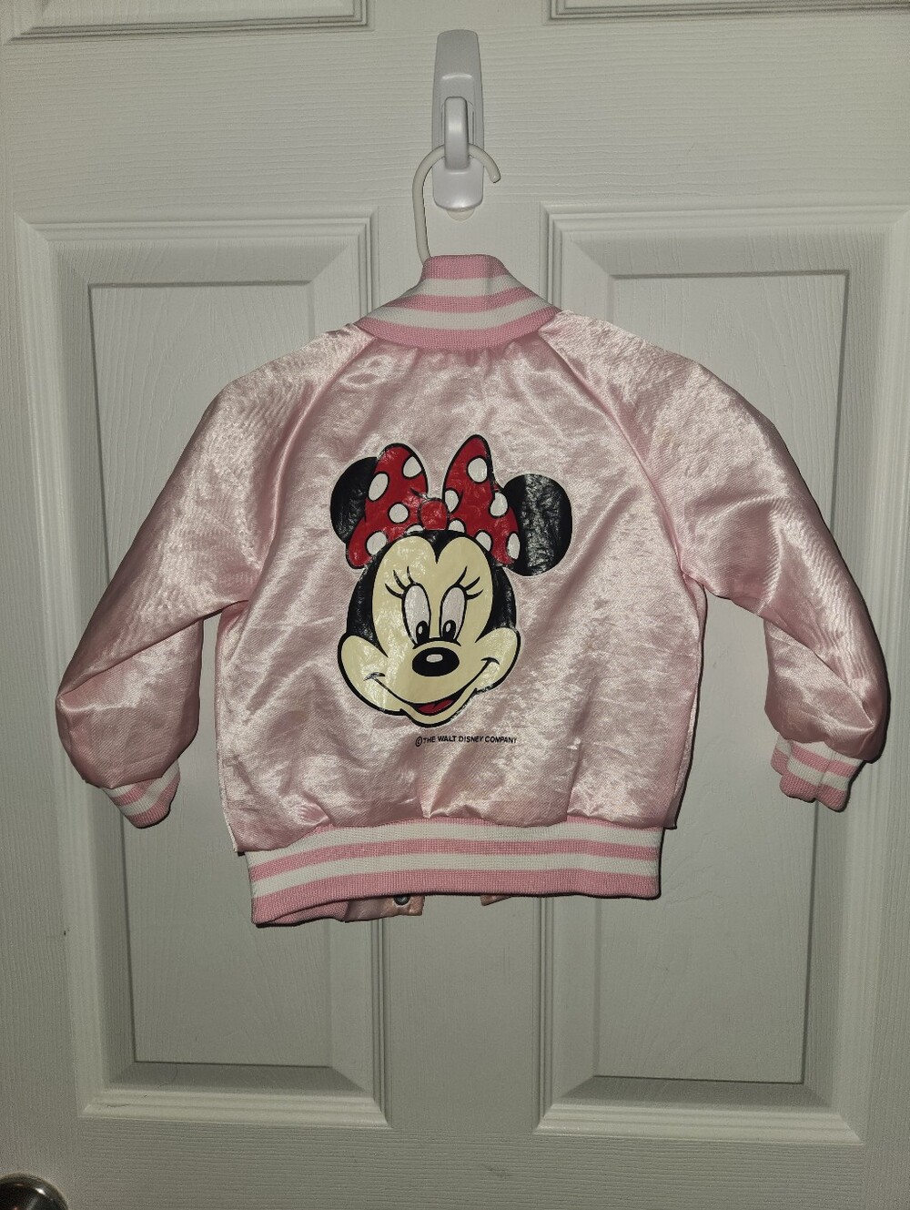 90's Vintage Pink Minnie Mouse Satin Bomber Jacket